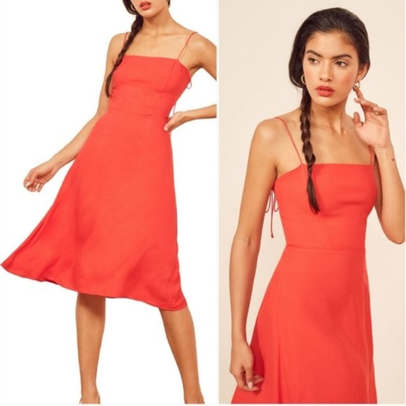 Reformation Red Midi Dress for Special Occasions - Picture 1 of 7